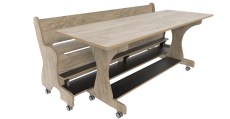 Hoogzit tafel L180 x B64 cm Grey craft oak met bank Groothandel voor de Kinderopvang Kinderdagverblijfinrichting2